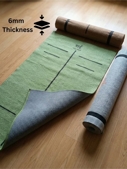 Sai Yoga Shop Anti-Skid Pure Cotton Yoga Mat for Men & Women (6mm) – Long & Wide with Thick Strap