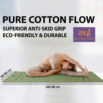 Sai Yoga Shop Anti-Skid Pure Cotton Yoga Mat for Men & Women (6mm) – Long & Wide with Thick Strap