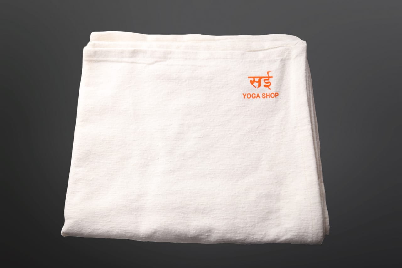 Sai Yoga Shop Handwoven 100% Cotton Yoga Blanket (White) – Soft, Durable & Machine Washable