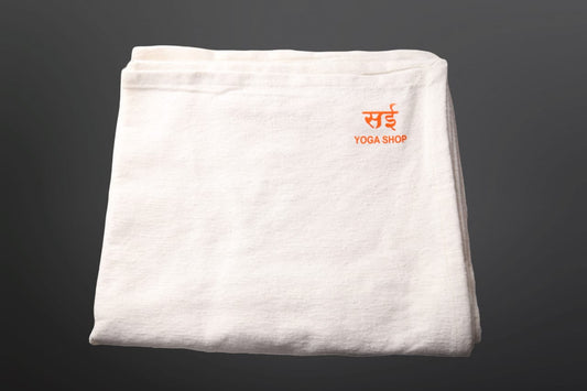 Sai Yoga Shop Handwoven 100% Cotton Yoga Blanket (White) – Soft, Durable & Machine Washable