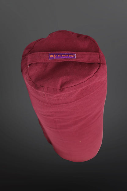 Sai Yoga Shop Buckwheat Yoga Bolster Pillow (Maroon) – Hull Filled for Meditation & Posture with Washable Cover