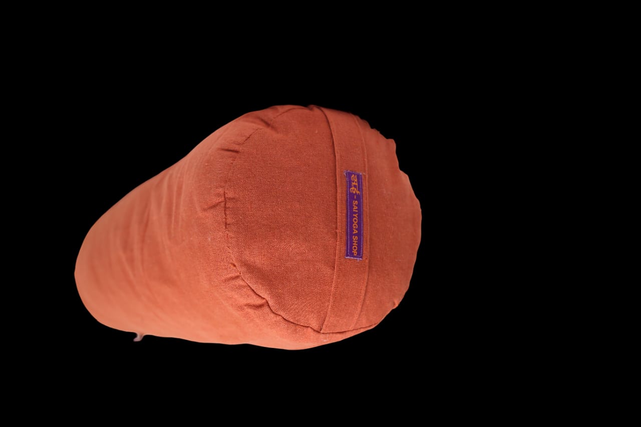 Sai Yoga Shop Round Cotton Yoga Bolster Pillow (Brown) – Cotton Filled for Meditation & Posture with Washable Cover