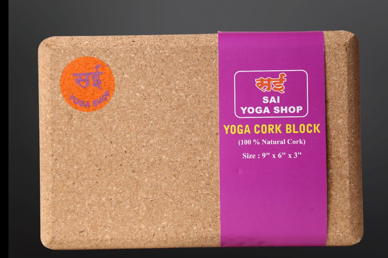 Sai Yoga Shop Natural Cork Yoga Blocks for Men & Women – High-Density & Non-Slip with Free Cotton Bag