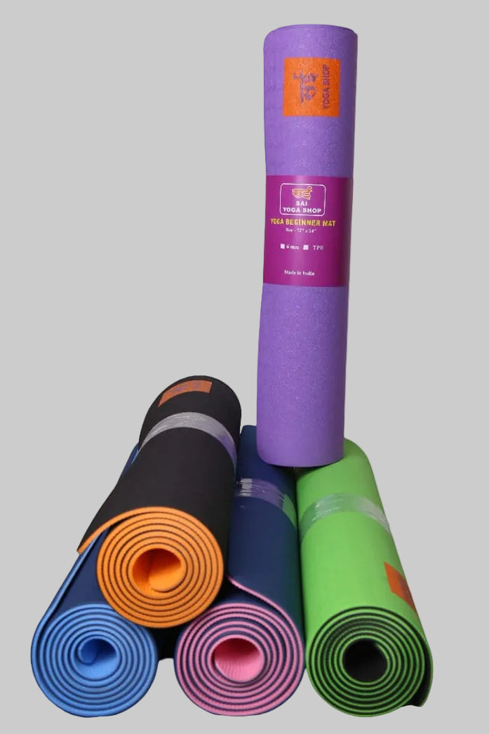 Sai Yoga Shop TPE Yoga Mats For Men and For Women Non-Slip Textured Extra Wide & Thick Exercise Mat For Yoga Home Gym Workout Fitness Centre (6MM, MultiColor)