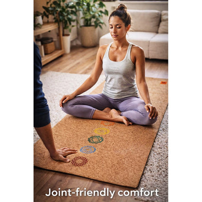 Sai Yoga Shop Cork Yoga Travel Mat (2MM) with Cotton Carry Bag