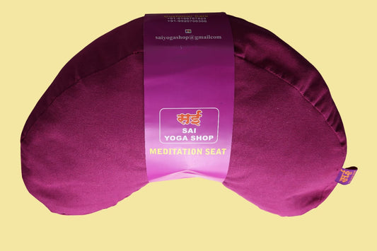 Sai Yoga Shop Buckwheat Meditation Cushion (Maroon) – Premium Hull Filled for Comfort & Posture