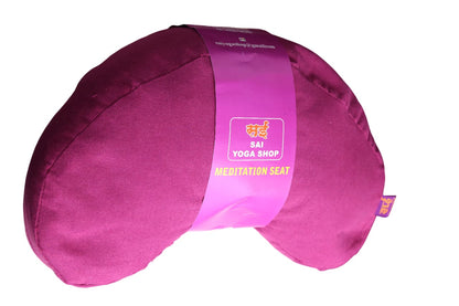 Sai Yoga Shop Buckwheat Meditation Cushion (Maroon) – Premium Hull Filled for Comfort & Posture