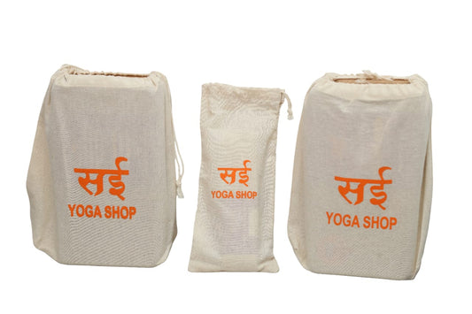 Sai Yoga Shop Eco-Friendly Yoga Props Combo 3– 9ft Organic Cotton Strap & 2 Cork Blocks